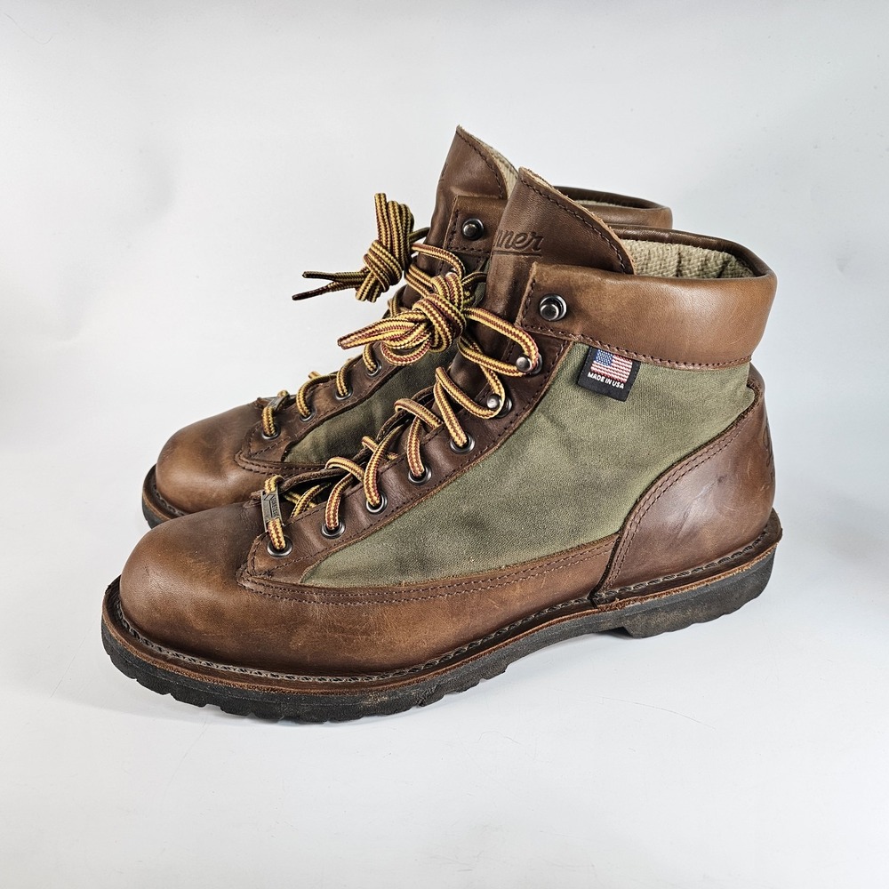 Danner LT Timber Mens 9 EE Gore-Tex Brown Green Canvas Leather 30449 Made in USA